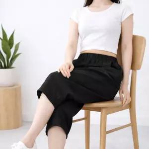 여성 여름 항아리바지 절개패턴 밴딩팬츠 7부 린넨무드 편안한핏 빅사이즈