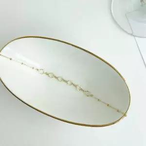 물방울 쉐입 컷팅 체인 슬림 팔찌14k로즈골드20cm