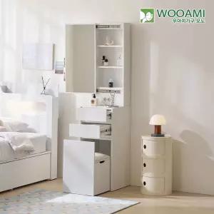 [우아미] 모노 던스 원룸 틈새 수납 거울 서랍형 화장대 400