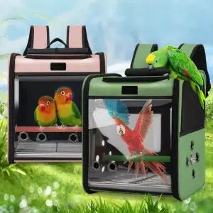 앵무새 배낭 운반 캐리어 가방 여행 세트 애완동물 새 통기성 더블 어깨 배낭 나가는 여행 바구니