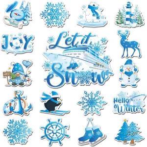 겨울 크루즈 도어 장식 자석 - 미선 7개 스 눈송이 스노우 선박 스티커 데이 카니발 냉장고 객실 파티 장