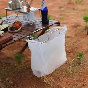 (색상 실버)쓰레기 음식물 봉투 걸이 쓰레기통 사이드 바스켓 캠핑 피크닉 테이블 수납 보조 차박 악세사리