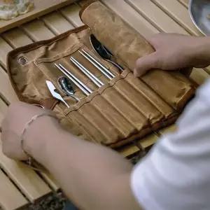 ( )캠핑 스텐 커틀러리 세트 여행 낚시 등산 차박 피크닉 백패킹 다용도 멀티 수저 포크 젓가락 세트