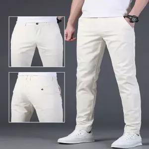 흰색 화이드 청바지 데님 진 바지 홍콩 봄/여름 캐주얼 팬츠 남성 슬림핏 스키니 고급 스타일 트렌디한 신