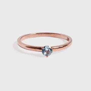 3프롱 아쿠아 스톤 탄생석 반지 데일리 레이어드 선물