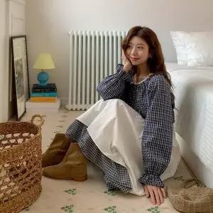 [신세계라이브쇼핑][옷자락] 여성 레이스 지퍼 체크 오프숄더 루즈핏 셔츠