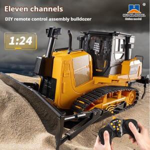 Huina1:24 202 203 11 채널 리모컨 불도저 헤비  불도저 RC 차량 전기 장난감