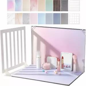 섀도우 보드가 있는 제품 사진 배경 8Pcs 16 큐레이티드 패턴 소품 키트 휴대용 소형 보드 및 식품 보석