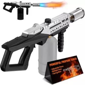 강력한 프로판 토치건 조절 가능한 화염이 있는 화염방사기 바비큐 시어링 스테이크 그릴 캠핑 라이터