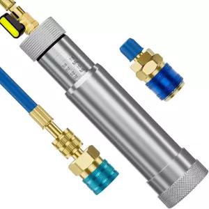 HTOMT AC 오일 인젝터 키트 R1234YF 저압 퀵 커플러 및 QC12 포함 A/C 염료 R134A R22 R12 냉매 시스템용