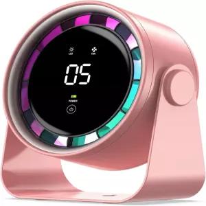 HAGEDAWN 소형 책상 선풍기 초조용한 공기 순환기 터치 스크린 제어 LED 조명이 있는 다속 침실용 테이블