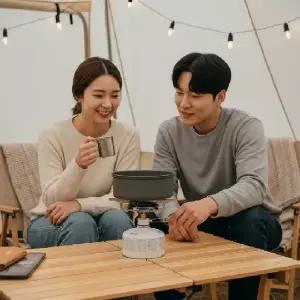 (색상 실버)바람막이 캠핑 버너 차박 스토브 미니 가스버너