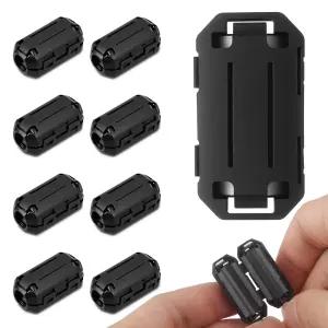 9 PCS 클립온 페라이트 링 코어 EMI 7mm 필터 비드 케이블 노이즈 USB RFI 억제 직경 블랙