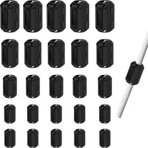 솔라래지 25Pc 클립온 페라이트 코어 비드 노이즈 7mm 직경 링 케이블 블랙 EMI/RFI 억제기