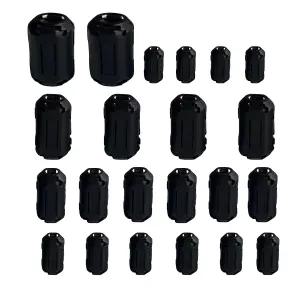 페라이트 코어 케이블 클립 세트 22개 블랙 억제기 3.5-13mm EMI 소음 직경 RFI