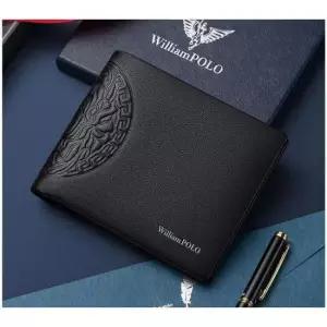 WILLIAMPOLO 윌리엄폴로 맨즈 블랙 엠보 가죽 반지갑