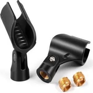 2개의 범용 마이크 클립 홀더 5/8인치 수컷에서 3/8인치 암컷 나사 어댑터 조절 가능한 휴대용 및 녹음