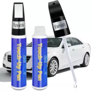 흰색 자동차 페인트 터치업 펜 바니시 클리어 코트 2pcs 스크래치 수리 지속적인 제거기 빠르고 쉬운