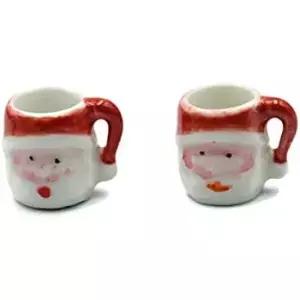 크리스마스 산타 미니 세라믹 커피 머그잔 - 장식용 수집품 2종 세트
