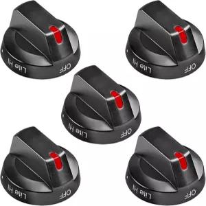 블루토겟 업그레이드 DG64-00473B 삼성 스토브 노브 5팩 블랙 스테인리스 스틸 핏 - 오븐 NX58M6850SG