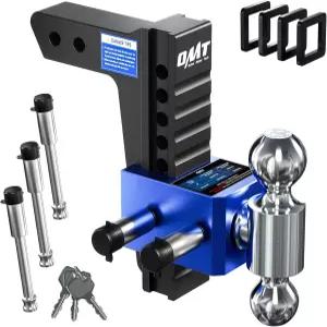 오리온 모터 테크 조절식 트레일러 히치 헤비 듀티 드롭 2인치 리시버 및 2-5/16인치 볼 포함 8인치 앤