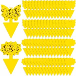 과일 파리 덫 60팩 노란색 끈적끈적한 실내외용 스티커 냇 보호 식물 곰팡이