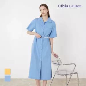 [올리비아로렌] 가죽 벨티드 셔츠형원피스_VOCOA3M4331