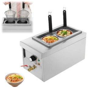 2홀 요리기 상업용 전기 파스타 쿠커 독립 냄비 2개 포함 30 110 온도 조절 2KW 테이블 상판