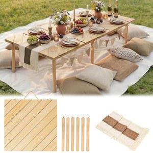 리투르투 60 x 30인치 접이식 피크닉 테이블, 테이블 러너가 있는 보호 로우 피크닉 테이블, 실내 야외 캠핑, 결혼식, 해변, 정원, 파티를 위한 조립이 필요 없는 캠핑 테이블 비치 테이블