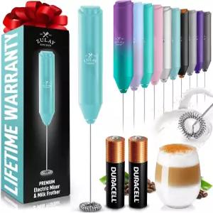 줄레이 키친 강력한 밀크 프로더 AA 배터리 포함 - 커피 단백질 말차 등을 위한 스테인리스 스틸 휘스크