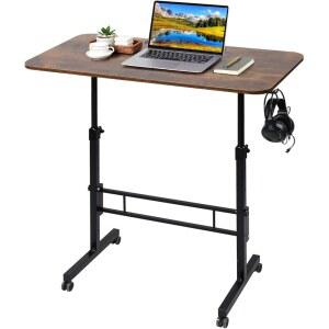 데카옥세 스탠딩 책상 높이 조절 가능, 롤링 워킹 패드 책상, 바퀴가 달린 소형 이동식 테이블, 서 있거나 앉을 수 있는 휴대용 스탠드 업 테이블, 크기 31.5x15.7인치 소박한 디자인