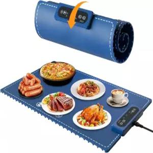 온도 조절이 가능한 음이온 음식 워밍 매트 파티용 접이식 전기 트레이 3가지 모드 및 빠른 난방 기능 워머