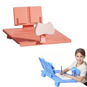 아이들을 위한 끌림 앉기 자세 교정기, 책꽂이가 있는 학생용 책상 쓰기 보드, 높이 조절 가능, 근시 예방, 대부분의 공부 테이블에 맞습니다 (핑크색)