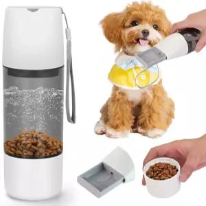 루이스미아 휴대용 12온스 반려견 물병 강아지 고양이를 위한 4온스 사료 용기 누수 방지 반려동물 정수기