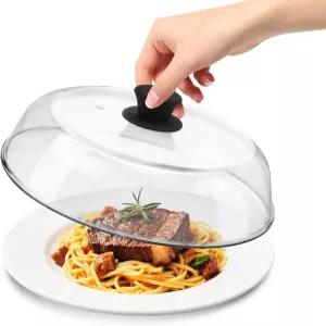 실리콘 매트가 있는 식품용 10인치 유리 전자레인지 커버 안전 쉬운 뚜껑 통풍구 등급 잡기 및 손잡이