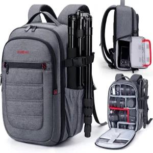 DSLR용 백스마트 카메라 가방 사진작가용 방수 백팩 노트북 수납공간이 있는 케이스-14 그레이