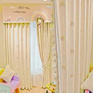 커튼 커튼방 2025년 아동방 쉬폰 창문 커버 베이 윈도우 만화 스타일 영국 및 용