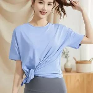 [하프클럽/]여성 통기성 신축성 루즈핏 옆트임 라운드넥 반팔 티셔츠