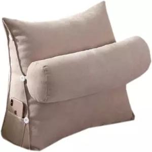 세탁 가능한 부드러운 삼각 쿠션 베개 소파 허리 침대 요추 등받이 삼각형 뒷면 웨지 베이지 그레이