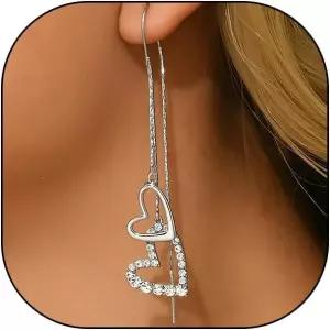 여성용 골드 하트 댕글 귀걸이 데인티 크리스탈 롱 드롭 체인 태슬 쓰레더 결혼식 약혼 패션 주얼리