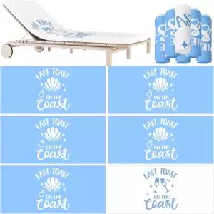 Whaline 6Pcs 라스트 토스트 온 더 코스트 비치 타월 퀵 드라이 블루 화이트 쉘 다이아몬드 반지 흡수