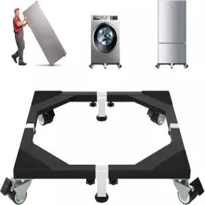 I Ezonk 헤비 듀티 올 스테인리스 스틸 이동식 미니 냉장고 스탠드 및 바퀴가 있는 세탁기 조절 가능한