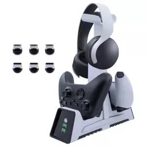 맥바젤 듀얼 충전 스테이션 PS5용 헤드셋 홀더 포함 스위치 프로 Xbox One 슬림 엘리트 시리즈 X S