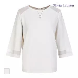 [올리비아로렌] 오간자 배색 티셔츠_VOCAL3M325A