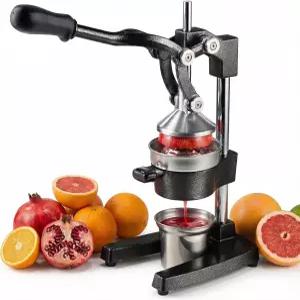 Jusfouo 주철 시트러스 착즙기 헤비 듀티 스틸 자몽 스테인리스 블랙 레몬 프로페셔널 과일 수동 오렌지