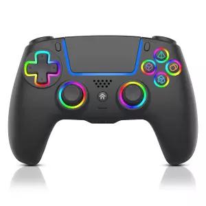 PS5 컨트롤러와 호환되는 ADHJIE 3.5mm 오디오 헤드셋 잭 1000mAh 내장 배터리 터보 및 듀얼 진동 블랙을