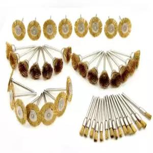 이글스 구리선 브러시 세트 휠 평평한 키트 1/8인치(3.175mm) 샹크(45개)와 로터리 표면 드레멜 호환 펜형