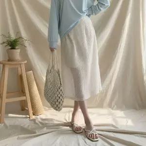[하프클럽/]여성 봄여름 시스루 도트 트임 롱 미디 스커트