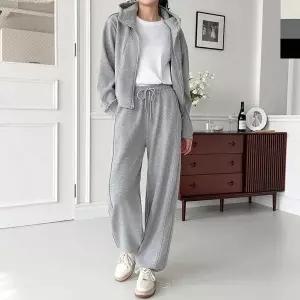 [콩심팥심]TBZ GBB FW1053W 여자 투웨이 포근 기모 후드집업 라인 와이드 트레이닝