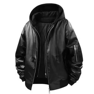 남성 가죽 후드집업 겨울 오버핏 남자 아우터 빈티지 숏패딩